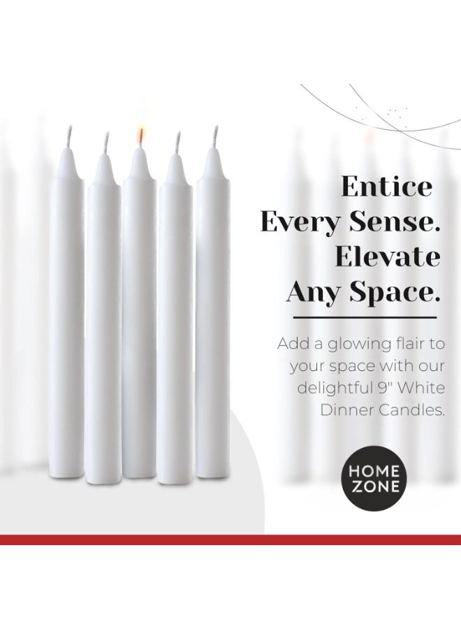 HOME ZONE 25 CM White Tapered Candles, 8 Pcs – 7-Hour Long Burn Time, Dripless & No Soot, Unscented Taper Candles - Hand-Dipped Tall for Weddings, Dinners, Parties, & Special Occasions - Image 3